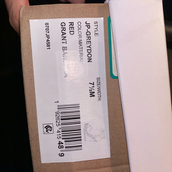 Jessica Simpson wedge sandals grant red bandana 7.5 Worn once - Picture 3 of 4